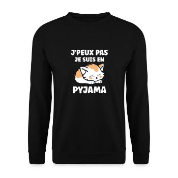 Je peux pas je suis en pyjama - Sweat-shirt Unisexe - noir - Devant - Alina (178cm) & Michal (187cm)