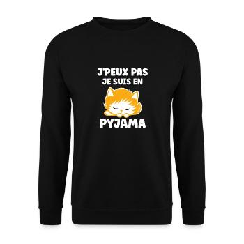 Je peux pas je suis en pyjama - Sweat-shirt Unisexe - noir - Devant - Alina (178cm) & Michal (187cm)