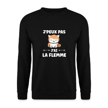 J'ai la flemme - Sweat-shirt Unisexe - noir - Devant - Alina (178cm) & Michal (187cm)