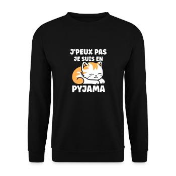 Je m'en fous je suis en pyjama - Sweat-shirt Unisexe - noir - Devant - Alina (178cm) & Michal (187cm)