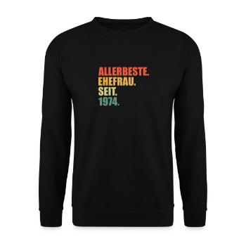Best wife since 1974 50th wedding anniversary - Unisex Sweatshirt - black - Front - Alina (178cm) & Michal (187cm)