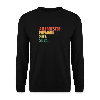 Bester Ehemann seit 2024 1.Hochzeitstag - Unisex Pullover - Schwarz - Vorne - Alina (178cm) & Michal (187cm)