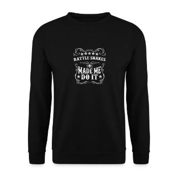 Klapperschlangen haben mich dazu gebracht, Wortspiel Cocktail Liebe Wortspiel - Unisex Pullover - Schwarz - Vorne - Alina (178cm) & Michal (187cm)
