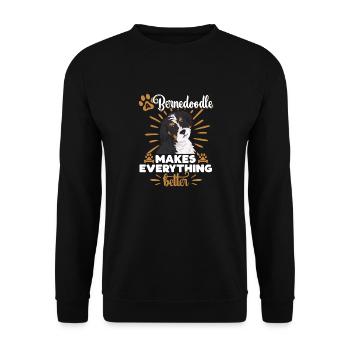 Bernedoodle Hund - Unisex Pullover - Schwarz - Vorne - Alina (178cm) & Michal (187cm)