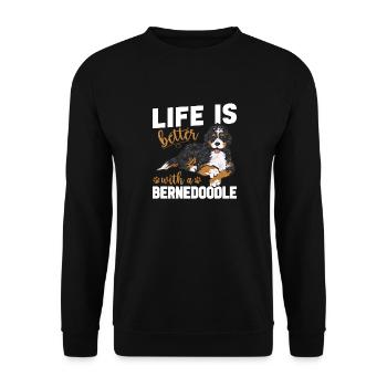 Chien Bernedoodle - Sweat-shirt Unisexe - noir - Devant - Alina (178cm) & Michal (187cm)