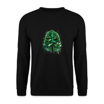 Waldgeflüster Grün Tannenbaum Design - Unisex Pullover - Schwarz - Vorne - Alina (178cm) & Michal (187cm)