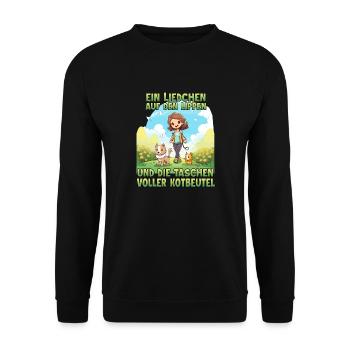 Funny dog owner walking t-shirt dog mom - Unisex Sweatshirt - black - Front - Alina (178cm) & Michal (187cm)