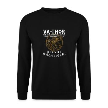 Vathor - Father's Day Father's Day Gift Viking - Unisex Sweatshirt - black - Front - Alina (178cm) & Michal (187cm)