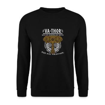Vathor - Father's Day Father's Day Gift Viking - Unisex Sweatshirt - black - Front - Alina (178cm) & Michal (187cm)