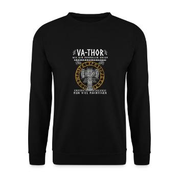 Vathor - Father's Day Father's Day Gift Viking - Unisex Sweatshirt - black - Front - Alina (178cm) & Michal (187cm)