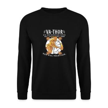Vathor - Father's Day Father's Day Gift Viking - Unisex Sweatshirt - black - Front - Alina (178cm) & Michal (187cm)