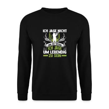 Jagd Jagen Hirschjagd Wildschweinjagd Jäger - Unisex Pullover - Schwarz - Vorne - Alina (178cm) & Michal (187cm)
