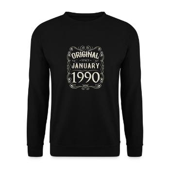 Vintage - Original depuis janvier 1990 Anniversaire - Sweat-shirt Unisexe - noir - Devant - Alina (178cm) & Michal (187cm)