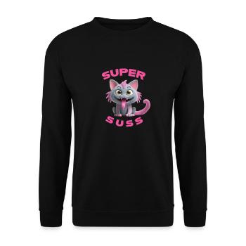 Monstre chat super mignon avec une longue langue - Sweat-shirt Unisexe - noir - Devant - Alina (178cm) & Michal (187cm)