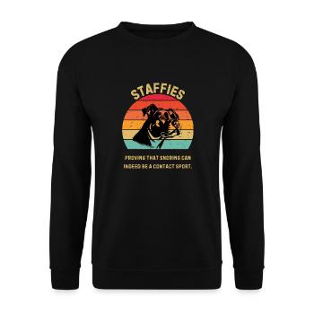 Staffordshire Bull Terrier Retro Sunset - Unisex Sweatshirt - black - Front - Alina (178cm) & Michal (187cm)