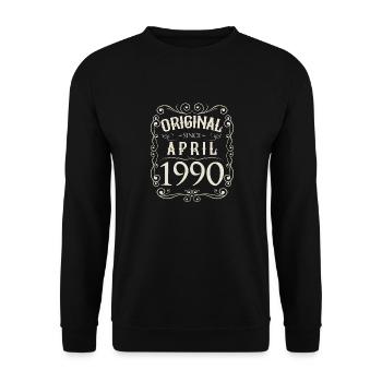 Vintage - Original depuis avril 1990 Anniversaire - Sweat-shirt Unisexe - noir - Devant - Alina (178cm) & Michal (187cm)