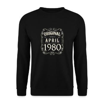 Vintage - Original since April 1980 Geburtstag - Unisex Pullover - Schwarz - Vorne - Alina (178cm) & Michal (187cm)