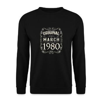Vintage - Original since März 1980 Geburtstag - Unisex Pullover - Schwarz - Vorne - Alina (178cm) & Michal (187cm)