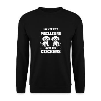 Chien cocker - Sweat-shirt Unisexe - noir - Devant - Alina (178cm) & Michal (187cm)