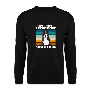 Chien Bernedoodle - Sweat-shirt Unisexe - noir - Devant - Alina (178cm) & Michal (187cm)