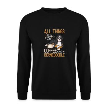 Bernedoodle Hund - Unisex Pullover - Schwarz - Vorne - Alina (178cm) & Michal (187cm)
