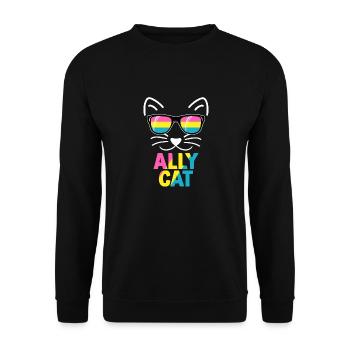 Ally Cat Pansexual Stuff Pan Pride Flag LGBTQ - Unisex Sweatshirt - black - Front - Alina (178cm) & Michal (187cm)