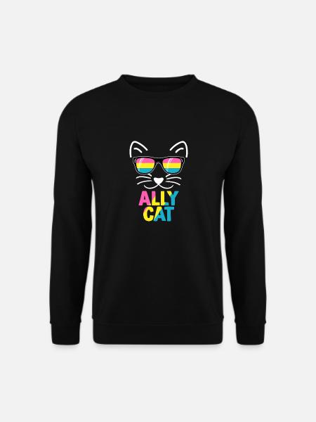 Verbündete Katze Pansexuelles Zeug Pan Pride Flagge LGBTQ - Unisex Pullover - Schwarz