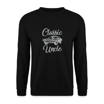 Funny Uncle Saying Classic Car Graphic - Unisex Sweatshirt - black - Front - Alina (178cm) & Michal (187cm)