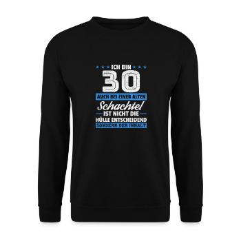30. Geburtstag - Unisex Pullover - Schwarz - Vorne - Alina (178cm) & Michal (187cm)