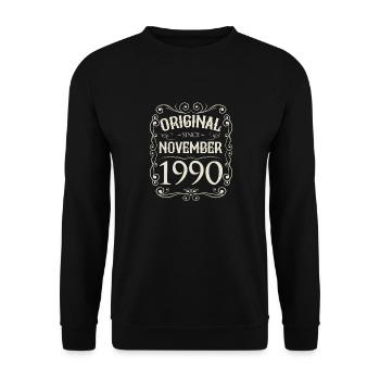 Vintage - Original depuis novembre 1990 Anniversaire - Sweat-shirt Unisexe - noir - Devant - Alina (178cm) & Michal (187cm)