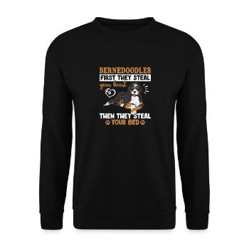 Bernedoodle Dog - Unisex Sweatshirt - black - Front - Alina (178cm) & Michal (187cm)