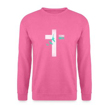 Techno is my Religion Kreuz - Unisex Pullover - Pink - Vorne
