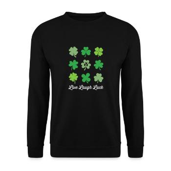 Live Lachglück - Unisex Pullover - Schwarz - Vorne - Alina (178cm) & Michal (187cm)
