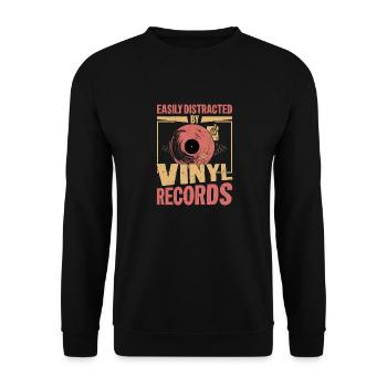 Facilement distrait par les disques vinyles Vintage Fan Tur - Sweat-shirt Unisexe - noir - Devant - Alina (178cm) & Michal (187cm)