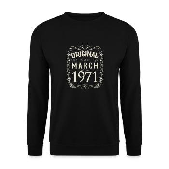 Vintage - Original since März 1971 Geburtstag - Unisex Pullover - Schwarz - Vorne - Alina (178cm) & Michal (187cm)