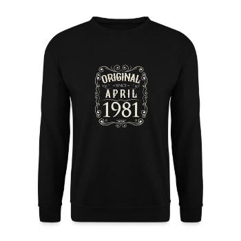 Vintage - Original since April 1981 Geburtstag - Unisex Pullover - Schwarz - Vorne - Alina (178cm) & Michal (187cm)