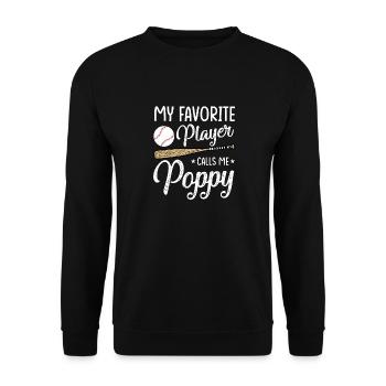 Baseball Mein Lieblingsspieler nennt mich Poppy Opa - Unisex Pullover - Schwarz - Vorne - Alina (178cm) & Michal (187cm)