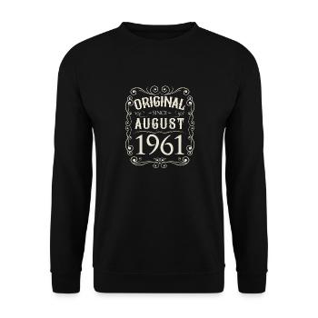 Vintage - Original since August 1961 Geburtstag - Unisex Pullover - Schwarz - Vorne - Alina (178cm) & Michal (187cm)