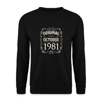 Vintage - Original since Oktober 1981 Geburtstag - Unisex Pullover - Schwarz - Vorne - Alina (178cm) & Michal (187cm)