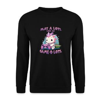 Kawaii Axolotl Anime T pour gamer hobby streamer - Sweat-shirt Unisexe - noir - Devant - Alina (178cm) & Michal (187cm)