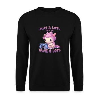 Kawaii Axolotl Gamer T | Gamer Outfit | Axolotl - Unisex Sweatshirt - black - Front - Alina (178cm) & Michal (187cm)