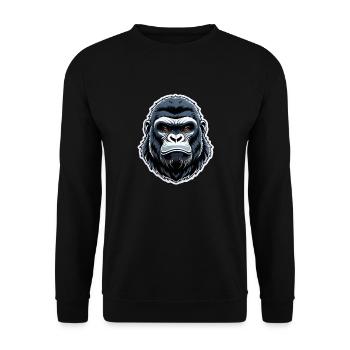 Gorilla mit Goldkette - Unisex Pullover - Schwarz - Vorne - Alina (178cm) & Michal (187cm)