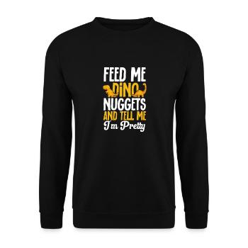 Dino Nuggets Dinosaurier Chicken Nuggets - Unisex Pullover - Schwarz - Vorne - Alina (178cm) & Michal (187cm)