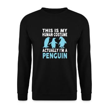 Fancy Dress My People Costume Actually A Penguin - Unisex Sweatshirt - black - Front - Alina (178cm) & Michal (187cm)