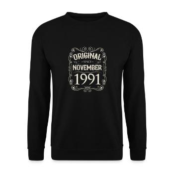 Vintage - Original depuis novembre 1991 Anniversaire - Sweat-shirt Unisexe - noir - Devant - Alina (178cm) & Michal (187cm)