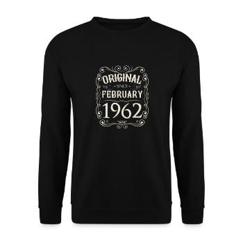 Vintage - Original since Februar 1962 Geburtstag - Unisex Pullover - Schwarz - Vorne - Alina (178cm) & Michal (187cm)