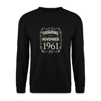 Vintage - Original since November 1961 Geburtstag - Unisex Pullover - Schwarz - Vorne - Alina (178cm) & Michal (187cm)