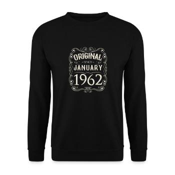 Vintage - Original depuis janvier 1962 Anniversaire - Sweat-shirt Unisexe - noir - Devant - Alina (178cm) & Michal (187cm)