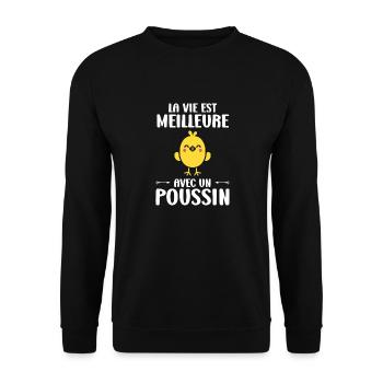 Humour petit poussin - Sweat-shirt Unisexe - noir - Devant - Alina (178cm) & Michal (187cm)