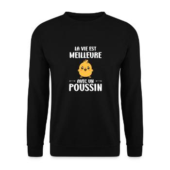 Humour petit poussin - Sweat-shirt Unisexe - noir - Devant - Alina (178cm) & Michal (187cm)